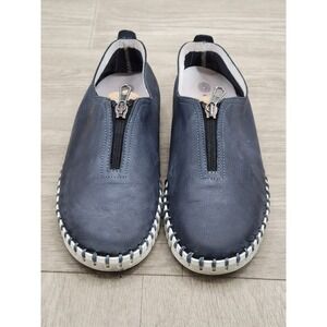 Eric Michael Marlo Shoes Women's EU 37 US 6.5-7 Navy Blue Leather Zip Up Italy